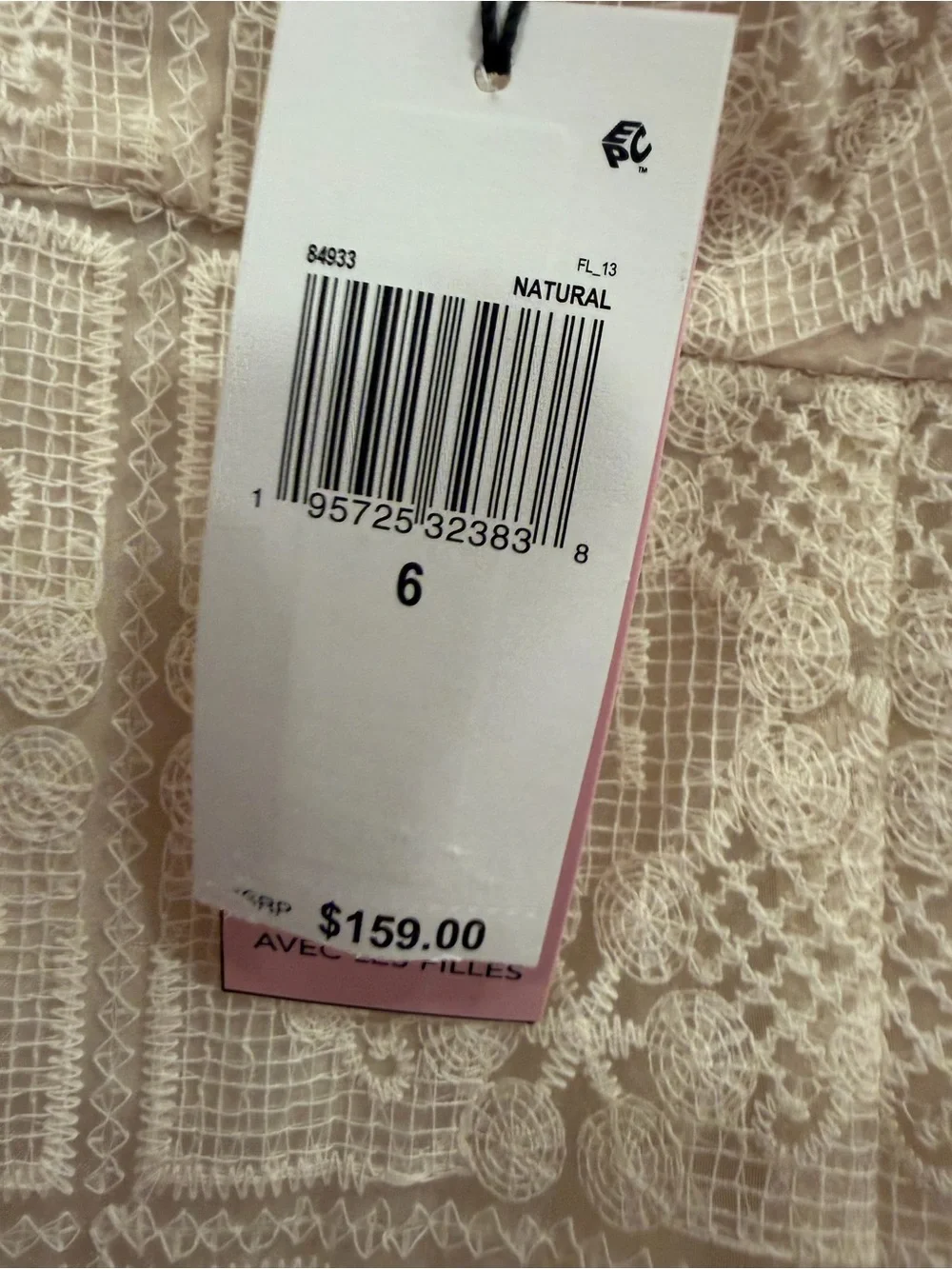 Avec Les Filles Embroidered Lace Midi Dress Natural Ivory Size 6 NWT Cottagecore - Picture 7 of 10
